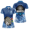 Custom Personalized Blue 3D Dartboard Smoke Darts Polo Shirts For Women Custom Team Name Darts Jerseys