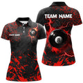 Custom Red Grunge 8 Ball Pool Thunder Lightning Women Polo Shirts Custom Team League Billiard Jersey Attire