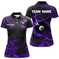 Custom Purple Grunge 8 Ball Pool Thunder Lightning Women Polo Shirts Custom Team League Billiard Jersey