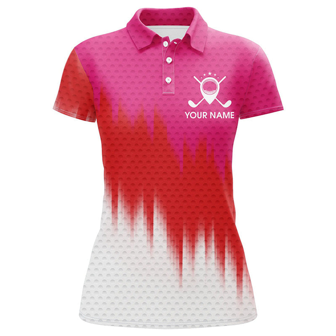 Custom Pink And Red Womens Golf Polo Shirts Custom Name Golf Outfit Women, Great Gifts For A Golfer