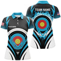 Custom Blue Flaming Archery Target Board Custom Polo Shirts For Women, Archery Jerseys Uniform Shirts