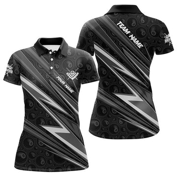 Custom Personalized Name White And Black Billiard Jerseys For Women Best Custom Pool Team Polo Shirts