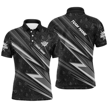 FUNSTUFFPRINT Personalized Name White And Black Billiard Jerseys For Men Best Custom Pool Team Polo Shirt Size S-5XL