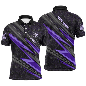 Personalized Name Purple Billiard Jerseys For Men Best Custom Pool Team Polo Shirts