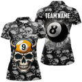 Custom Personalized Billiard Jerseys 8 Ball & 9 Ball Custom Funny Skull Pattern Billiard Shirts For Women