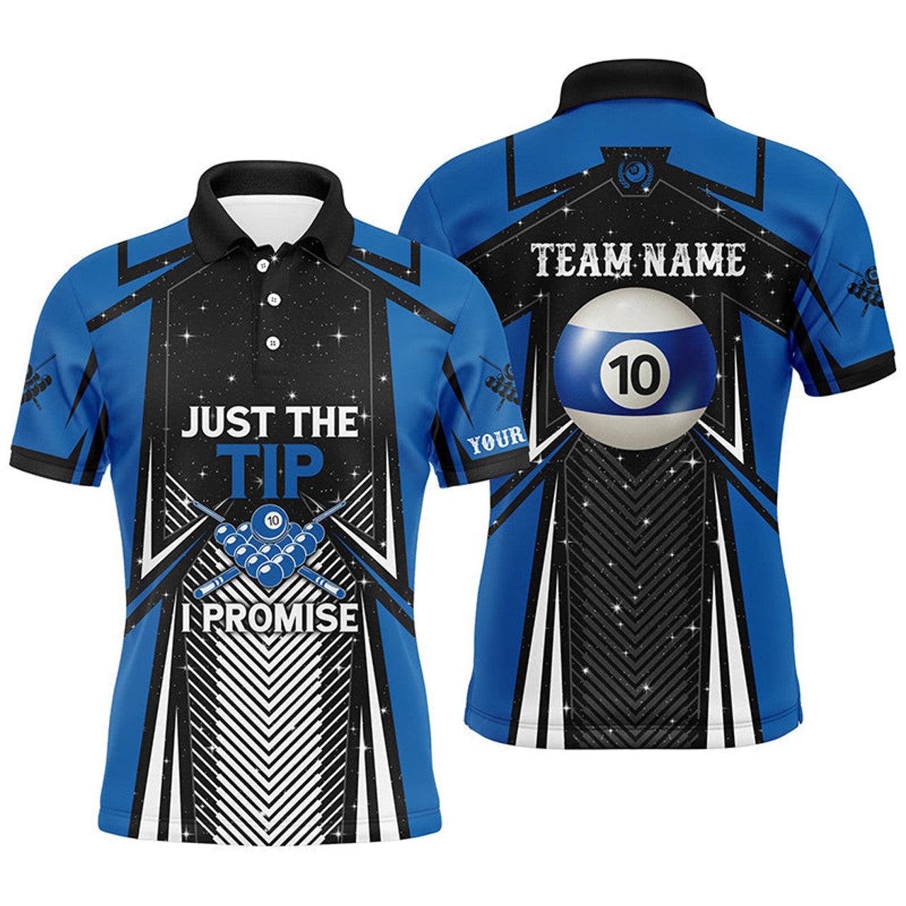 FUNSTUFFPRINT 10 Ball Pool Billiard Just The Tip I Promise Men Polo Shirts Custom Pool Polo Shirt Size S-5XL