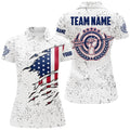 Custom Personalized Grunge US Archery Women Polo Shirts, Patriotic American Flag Shirts For Archers