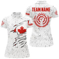 Custom Personalized Grunge Canada Archery Women Polo Shirts, Patriotic Canadian Flag Shirts For Archers