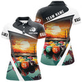 Custom Funny Colorful Billiard Balls Sunset Painting Personalized Women Polo Shirts, Unique Billiard Attire