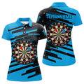 Custom Personalized Blue Darts Board Darts Jerseys Polo Shirts For Women Custom Team League Darts Shirts