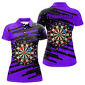 Custom Personalized Purple Darts Board Darts Jerseys Polo Shirts For Women Custom Team League Darts Shirts
