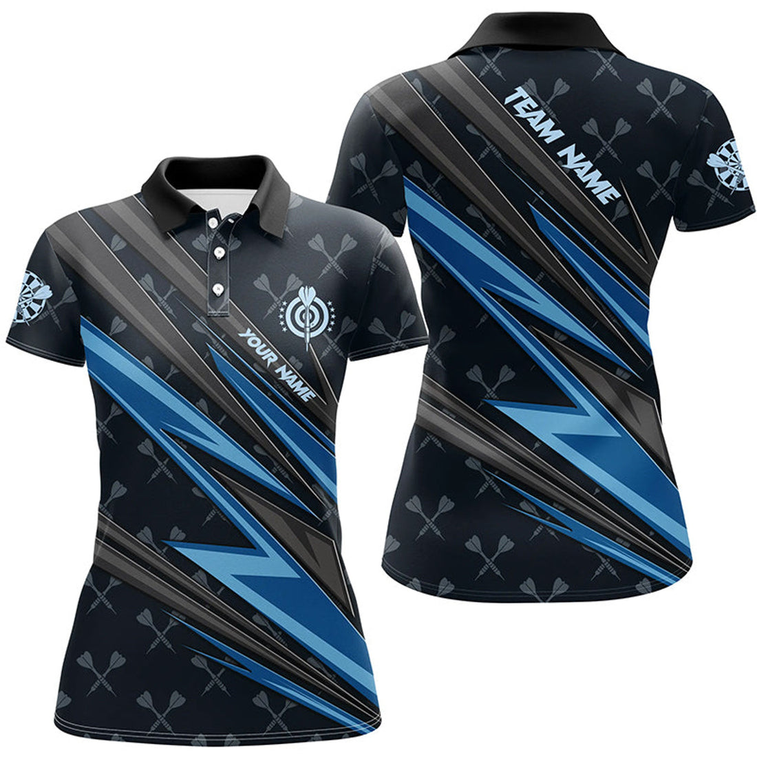 Custom Personalized Blue Darts Jerseys Polo Shirts For Women Custom Name Team League Darts Shirts