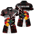 Custom Personalized Red Smoke Billiard Jersey Women Polo Shirts, 3D Billiard Balls Custom Pool Player Shirts