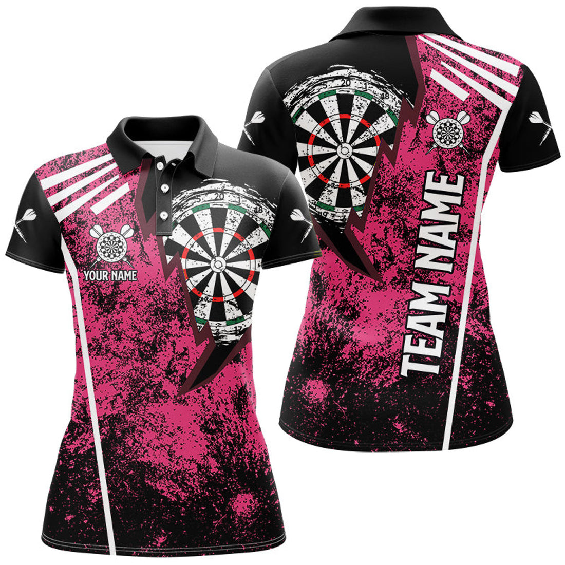 Custom Personalized Grunge Women Darts Polo Custom Retro Darts Team Jerseys