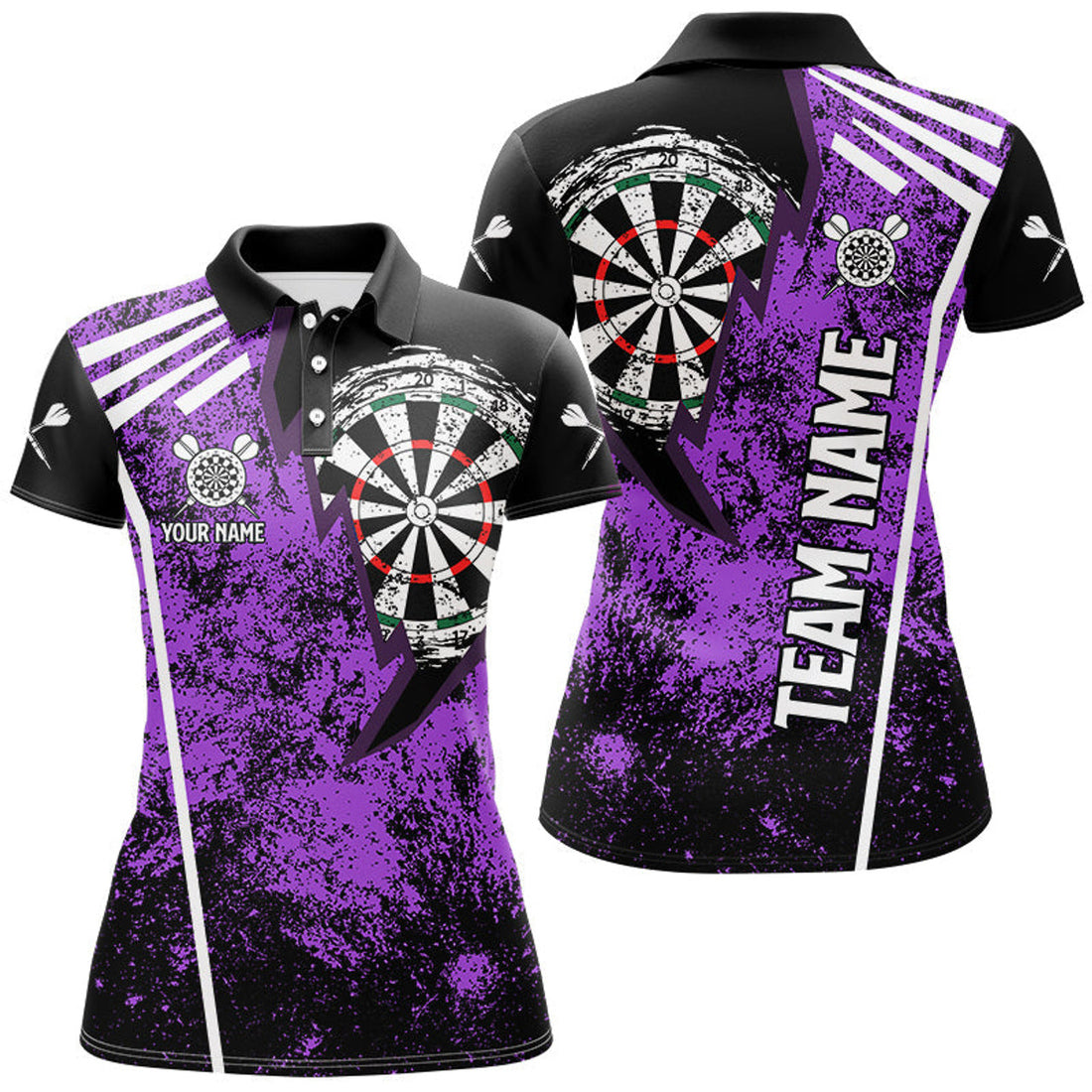 Custom Personalized Grunge Women Darts Polo Custom Retro Darts Team Jerseys