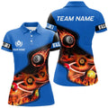 Custom Personalized Master Billiard Balls Flame 3D Women Polo Shirts, Blue Billiard Jersey For Pool Player