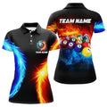Custom Personalized Water And Fire Billiard Balls 3D Printed Women Polo Shirts Custom Pool League Shirts