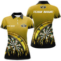 Custom Personalized Yellow Darts Flame Women Polo Shirts Custom Team League Darts Jersey Attire For Player