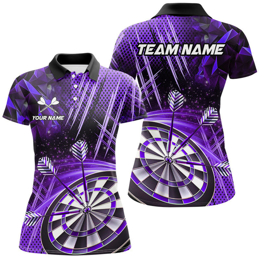 Custom Personalized 3D Glitter Women Darts Shirts Custom Team Dart League Shirts Dart Jerseys |Purple