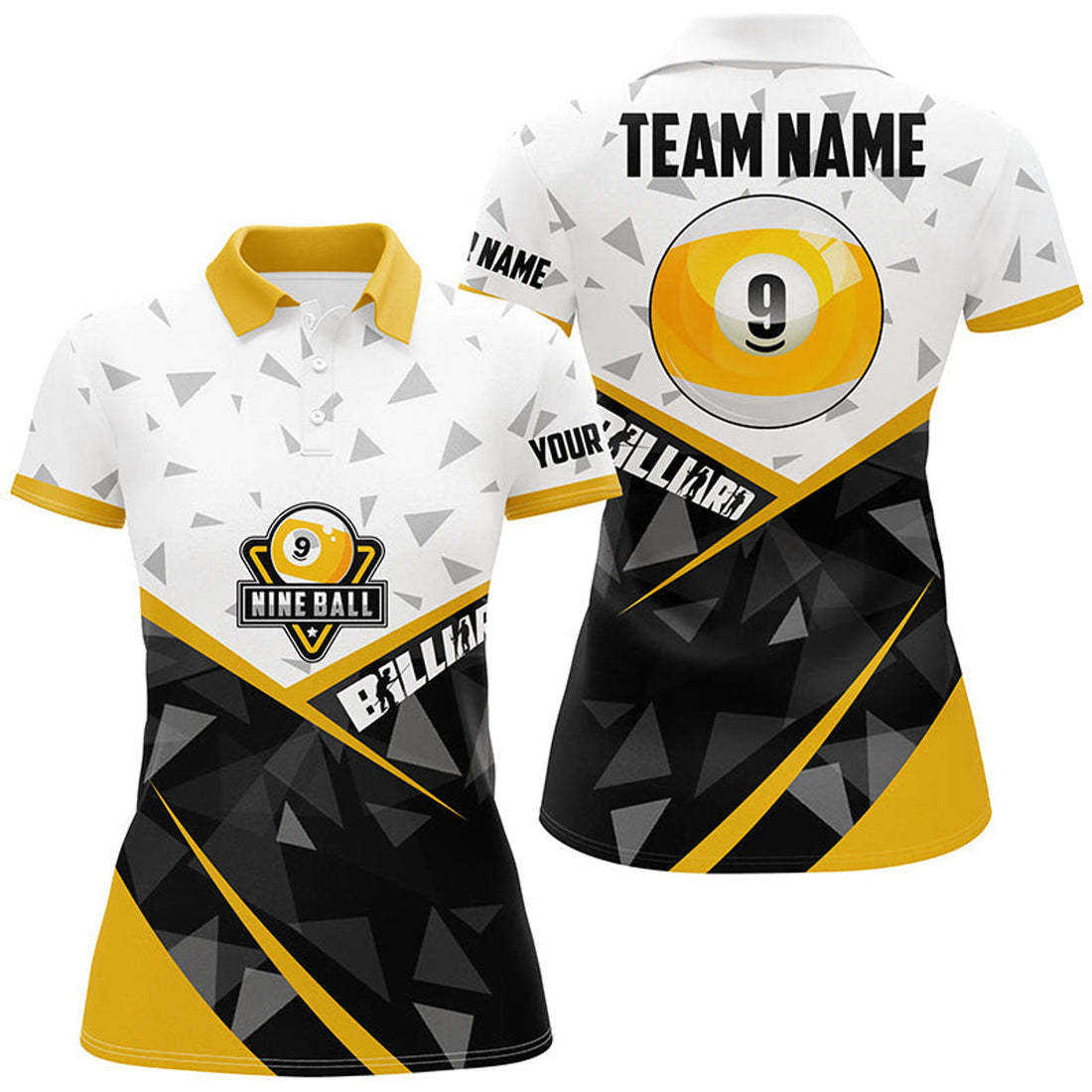 Custom 9 Ball Pool Billiard Jerseys Custom 3D Women Polo Shirts, 9 Ball Team League Billiard Shirts