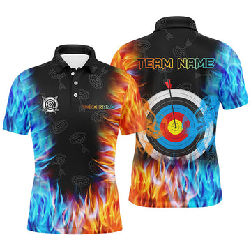 FUNSTUFFPRINT Personalized Archery Target Fire And Water Polo Shirt Size S-5XL