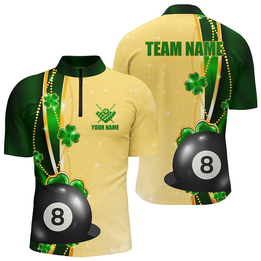 Custom Funny St Patrick's Day Shirts Custom Men Billiard 3D Jersey, 3D 8 Ball Pool Patrick Gifts