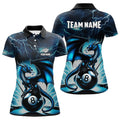 Custom Blue Lightning Thunder Dragon 8 Ball Pool Women Polo Shirts Custom Billiard Team League Jerseys