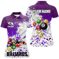 Custom Personalized Purple Billiard Balls Paint Splash Women Billiard Shirts, 3D Billiard Jerseys Attire