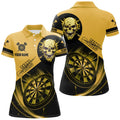 Custom Darts Shirts For Women, Personalized Skull Darts Team Jerseys Dartboard Shirts | Yellow