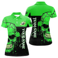 Custom St Patrick's Day Green Billiard Skull Custom Women Polo Shirts, Luckiest Patrick Day Billiard Shirts
