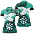 Custom Personalized Turquoise Funny Crack Darts Board Women Polo Shirts, Darts Team Jerseys