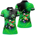 Custom Personalized Billiard Balls Thunder Lightning Green Version Custom Name 3D Polo Shirts For Women