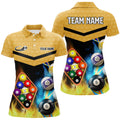 Customized Yellow Billiard 9 Ball 3D Polo Shirts For Women, 9 Ball Pool Jerseys Attire