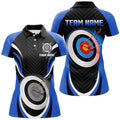 Custom Blue Archery Jerseys Personalized Archery 3d Target Custom Women Polo Shirts, Best Archery Outfits