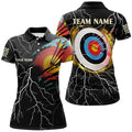 Custom Personalized Archery 3d Target Thunder Lightning Pattern Customized Archery Polo Shirts For Women