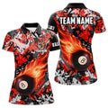Custom Personalized Red Billiard Ball 8 Fire Flame Women Polo Shirts Custom 8 Ball Pool Billiard Team Jersey