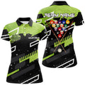 Custom Personalized Green 8 Ball Galaxy Billiards Polo Shirts For Women Custom 3D Billiard Jerseys Shirts