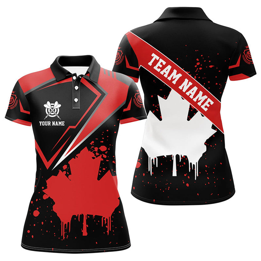 Custom Personalized Canadian Leaf Vintage Style Women Dart Polo Shirts Custom Canada Dart Shirts