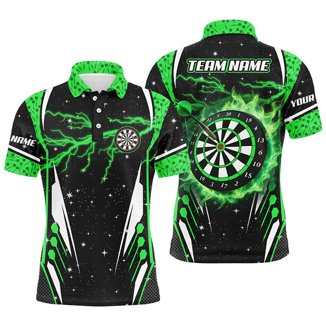 FUNSTUFFPRINT Personalized Thunder Lightning Turquoise Dart Jersey Men Polo Shirts Polo Shirt Size S-5XL