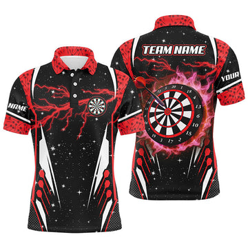 FUNSTUFFPRINT Personalized Thunder Lightning Red Dart Jerseys Men Polo Shirt Size S-5XL