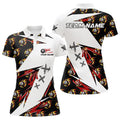 Custom Personalized Billiard 8 Ball Fire Flame Pattern Women Polo Shirts Custom Team Name Billiard Jersey