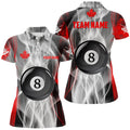 Custom Personalized Canada Flag Billiard Women Polo Shirts, 8 Ball Pool Canadian Billiard Shirts For Patriot