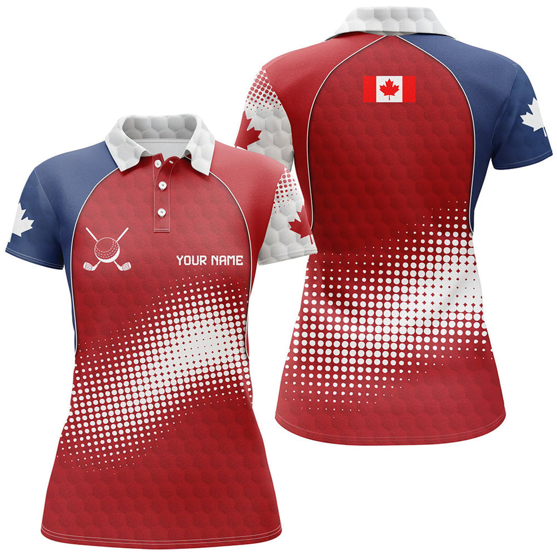 Custom Personalized Canada Womens Golf Polo Shirts Custom Canadian Patriotic Golf Shirts Gift For Ladies