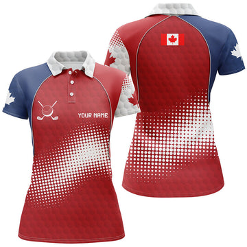 Custom Personalized Canada Womens Golf Polo Shirts Custom Canadian Patriotic Golf Shirts Gift For Ladies