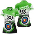 Custom Personalized Name Archery Polo Shirts For Women Custom Green Archery 3d Target Shirt, Archery Uniform
