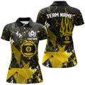 Custom Personalized Yellow Grunge 9 Ball Billiard Women Polo Shirts, Custom Billiard Jersey For Pool Player