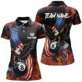 Custom 8 Ball Pool American Flag Eagle Fire Billiard Shirts For Women, Patriotic Billiard Team Jersey