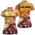 Custom Gold Billiard Balls 3D Pattern Women's Billiard Shirts Personalized 8 Ball Pool Polo Shirts