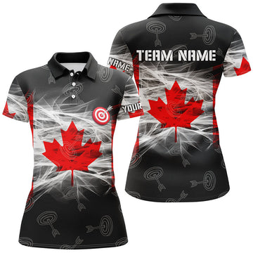 Custom Personalized Archery Canada Flag Polo Shirts For Women Custom Canadian Archery Shirts For Patriot
