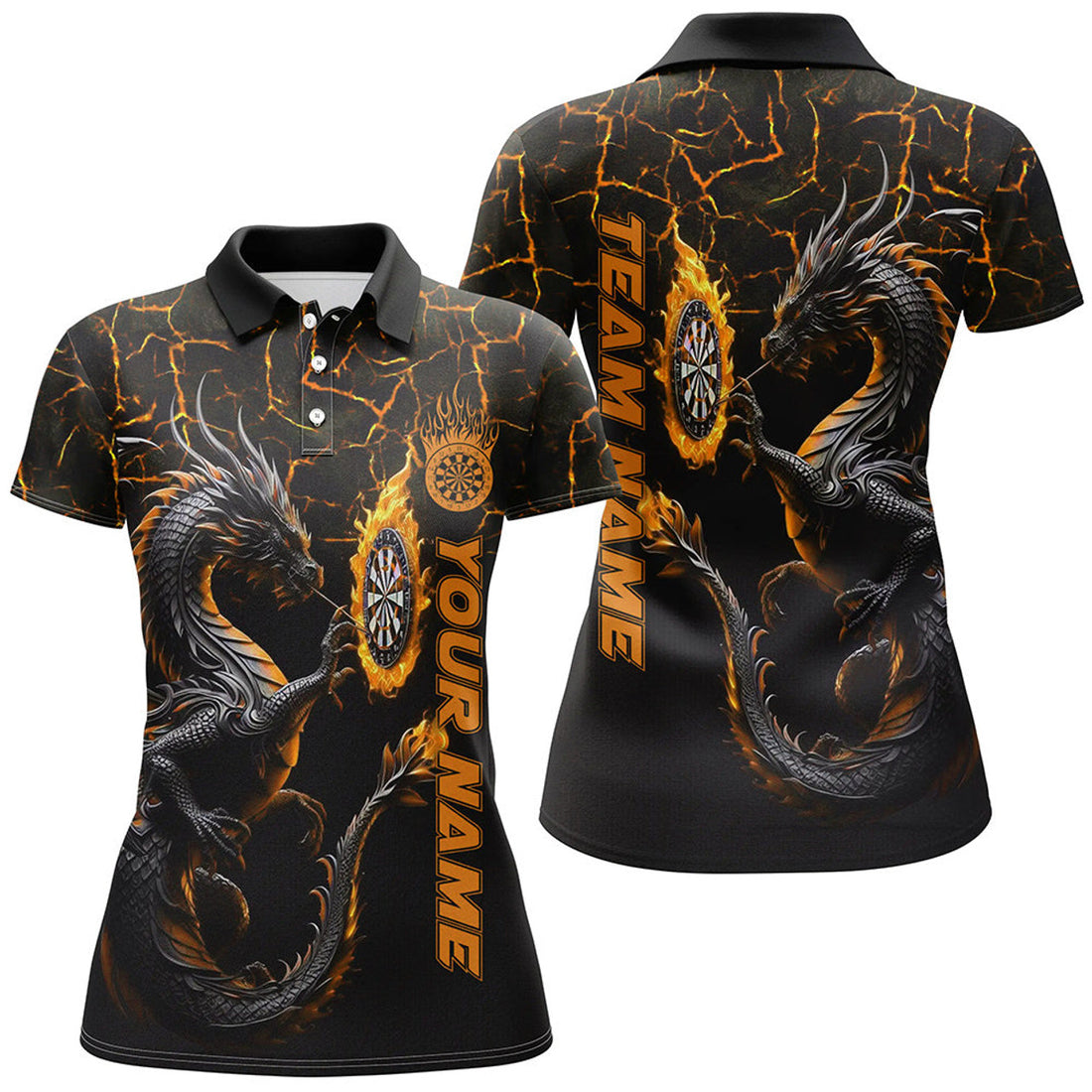 Custom Personalized Orange Big Dragon 3D Printed Darts Shirts For Women Custom Team League Darts Jerseys